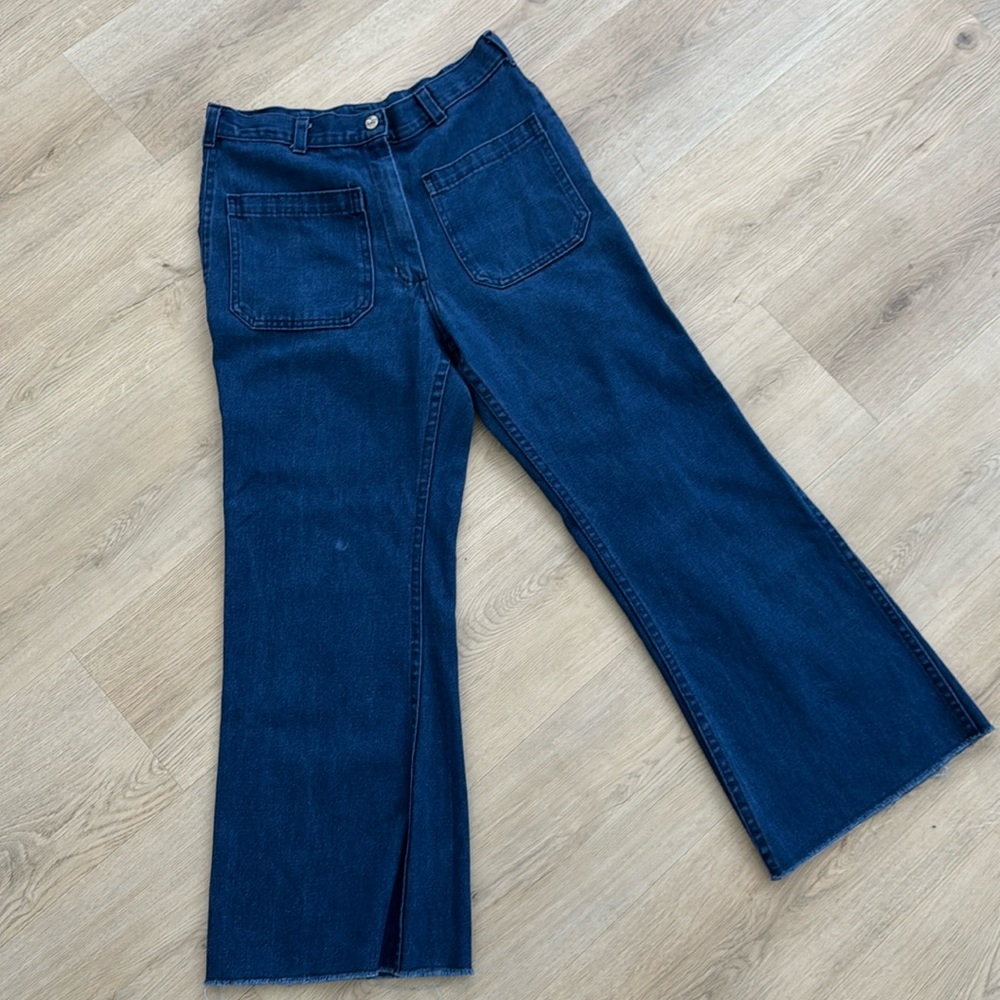 Vintage High-Waisted Flare Jeans with Front Slit